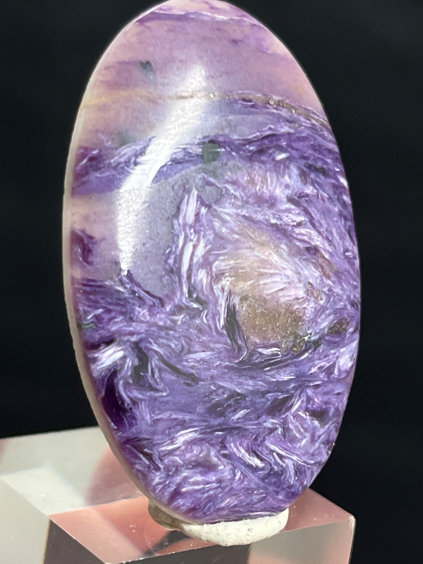 Charoite cabochon doublet