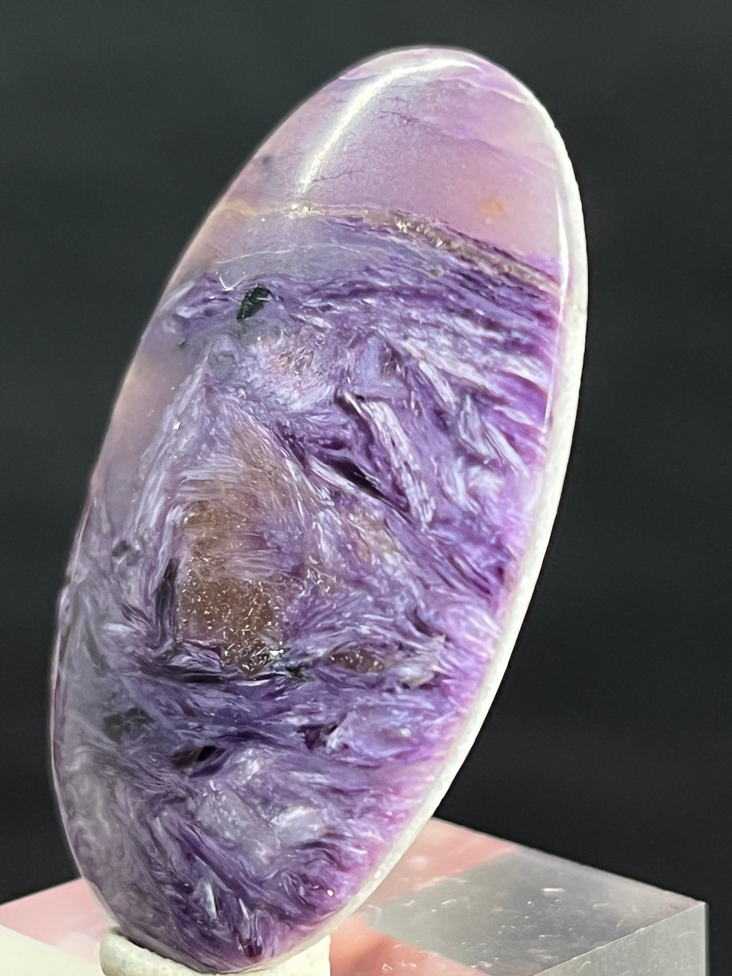 Charoite cabochon doublet