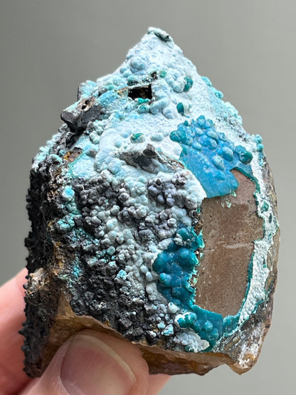 Chrysocolla on Quartz point