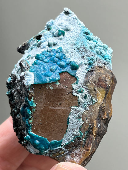 Chrysocolla on Quartz point