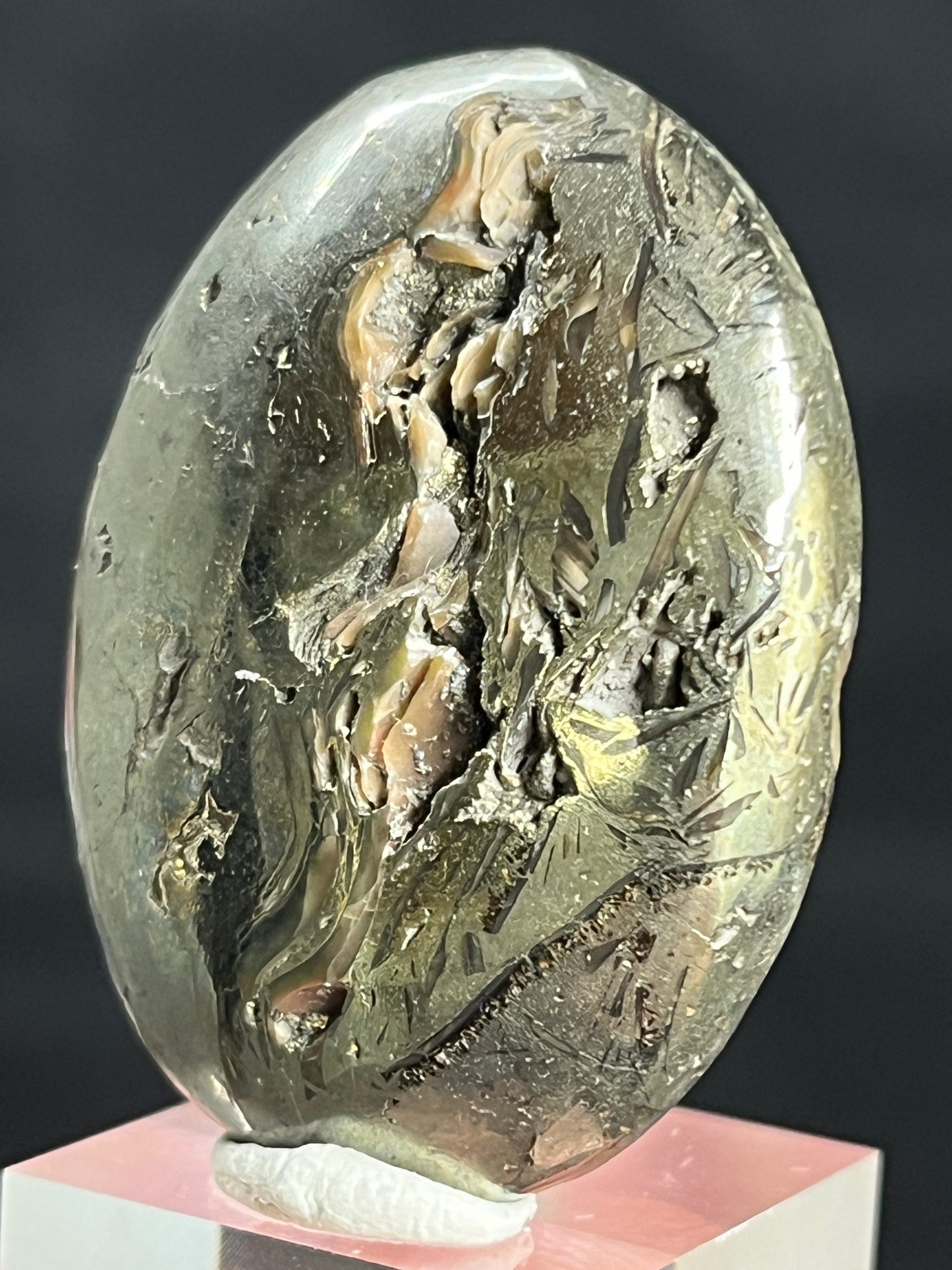 Simbercite pyrite cabochon