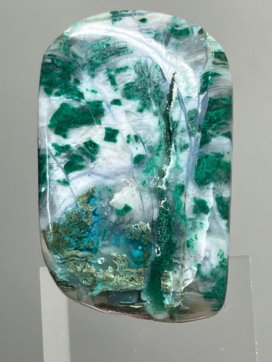 Malachite, Chrysocolla, and Quartz Cabochon