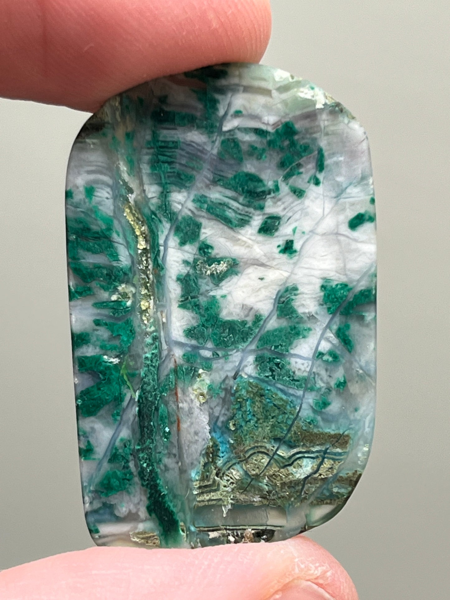 Malachite, Chrysocolla, and Quartz Cabochon